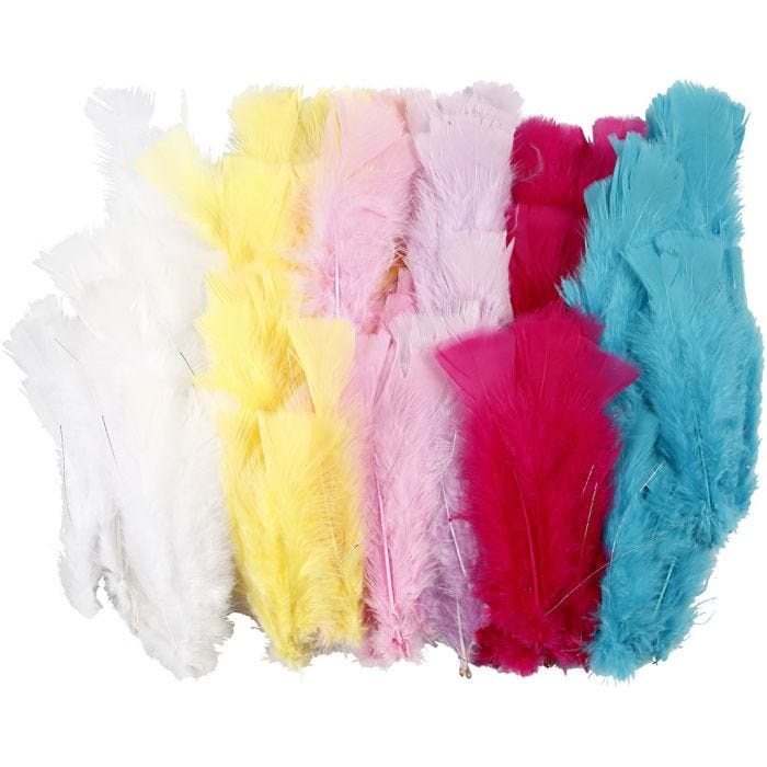 Plumes, 11-17 cm, ass. de couleurs, 144boule/ 1 Pq.