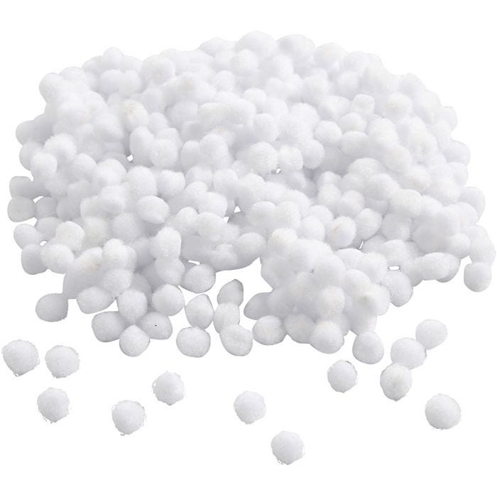 Pompons, 5 mm, blanc, 550pièces/ 1 Pq.