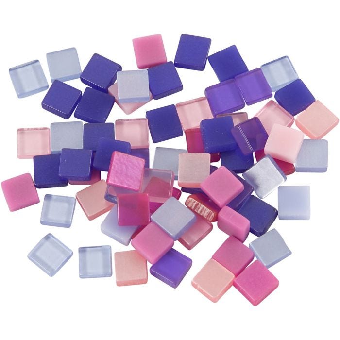 Mini-mosaïques, dim. 5x5 mm, ép. 2 mm, violet/violet foncé, 25 gr/ 1 Pq.