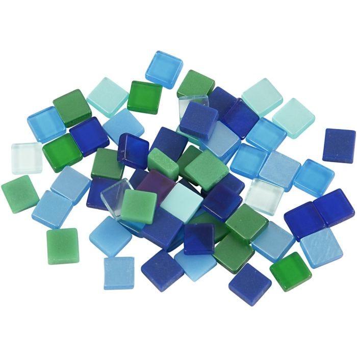 Mini-mosaïques, 5x5 mm, 2 mm, harmonie bleu/vert, 25gr/ 1 Pq.