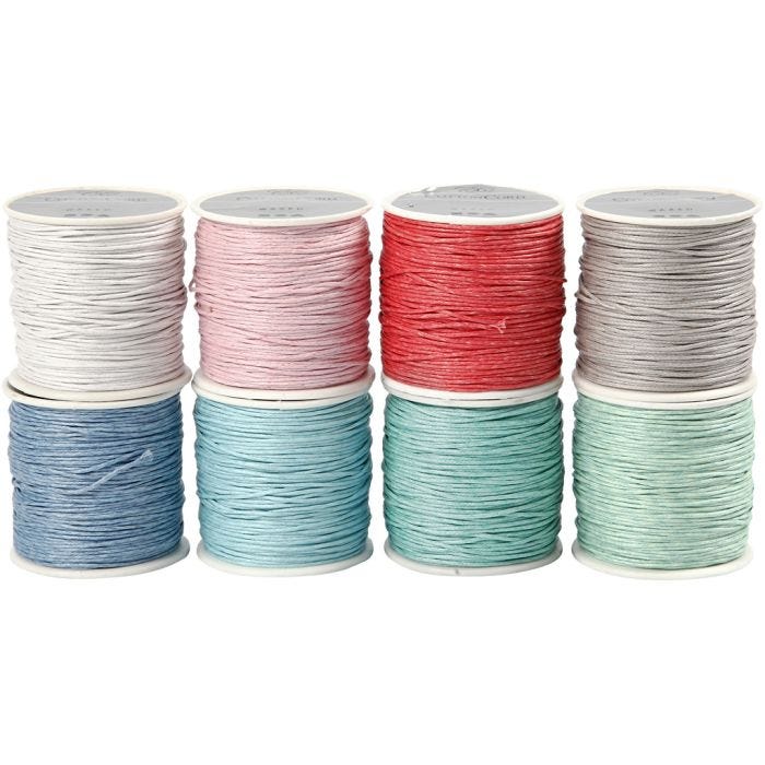 Ficelle de coton, 1 mm, ass. de couleurs, 8x40m/ 1 Pq.