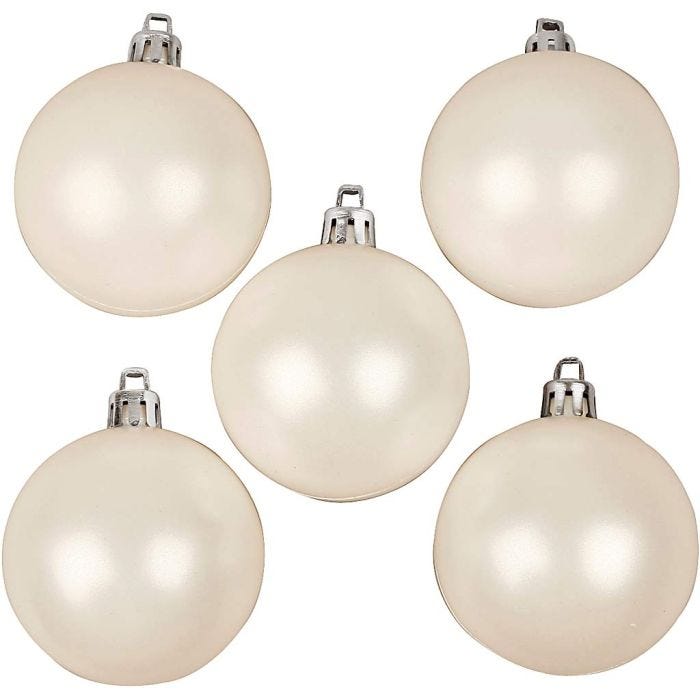 Boules de Noël, d 6 cm, blanc, nacré, 20pièces/ 1 Pq.