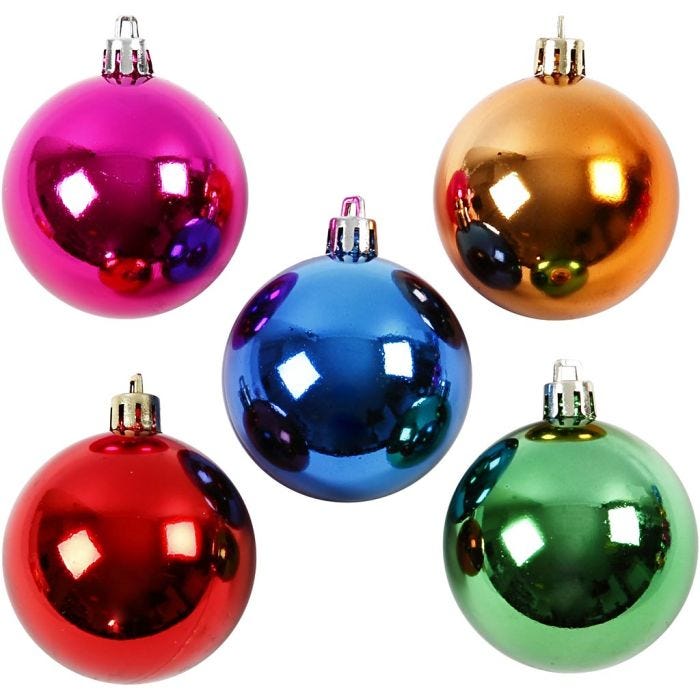 Boules de Noël, 6 cm, Couleurs vives, 20pièces/ 1 Pq.