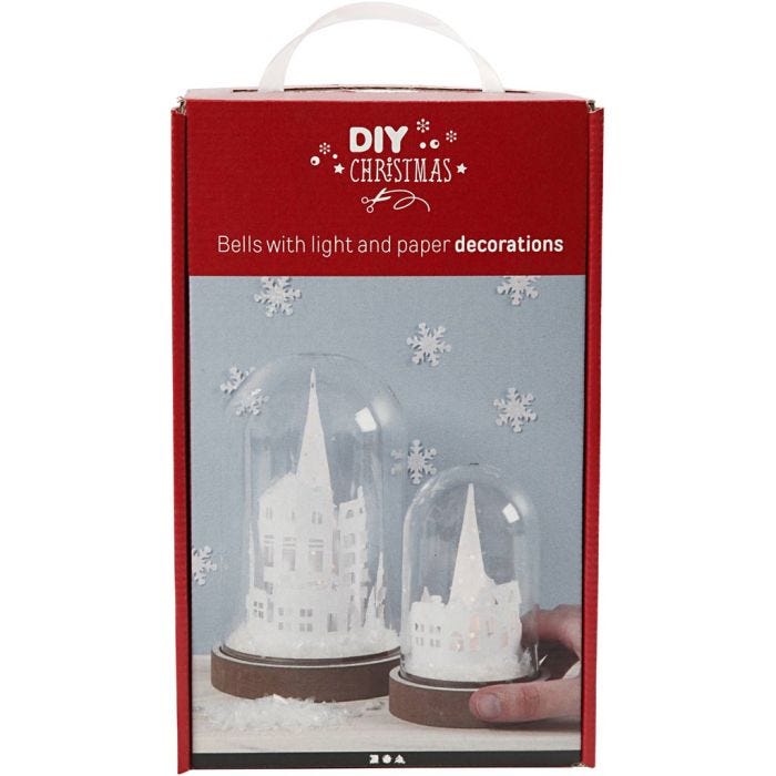 Kit de cloches avec décoration intérieure, H : 12,5+18 cm, 2pièces/ 1 Pq.