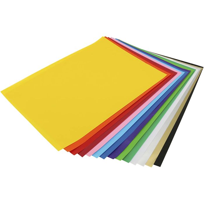 feuille 25x35 cm, 80 gr, ass. de couleurs, 100 flles/ 1 Pq.