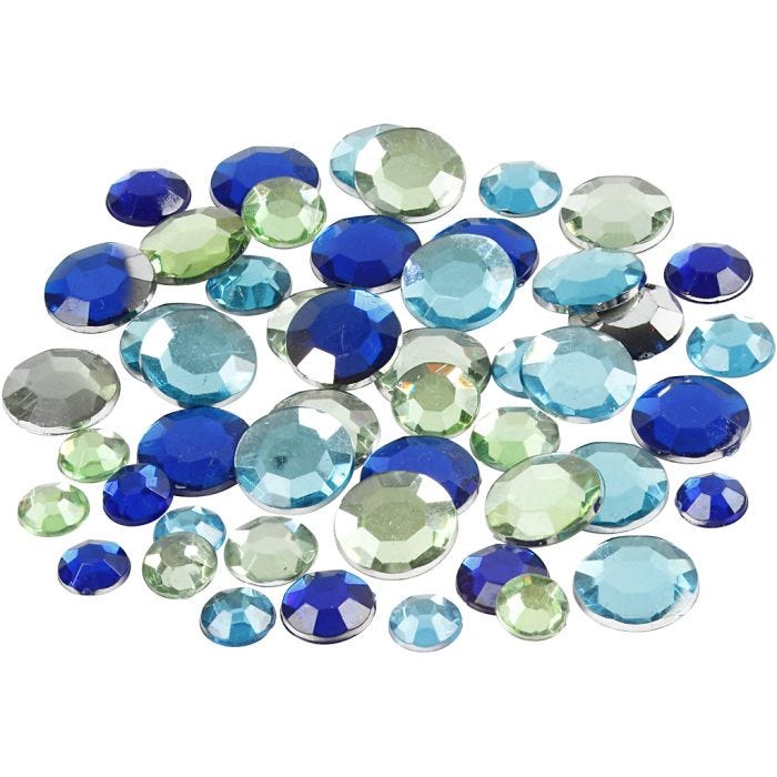 Pierre de strass, Rond, 6+9+12 mm, harmonie bleu/vert, 360pièces/ 1 Pq.