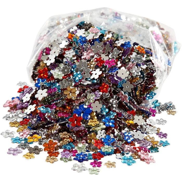 Pierre de strass, 6+10+12 mm, ass. de couleurs, 2520pièces/ 1 Pq.