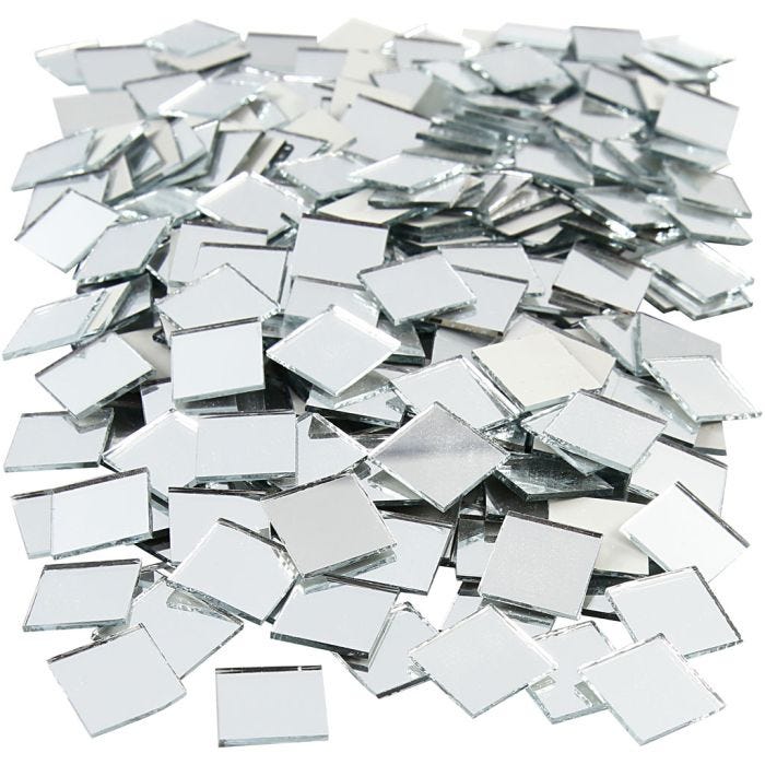 Tesselles de mosaïques miroirs, 16x16 mm, 1 mm, 500pièces/ 1 Pq.