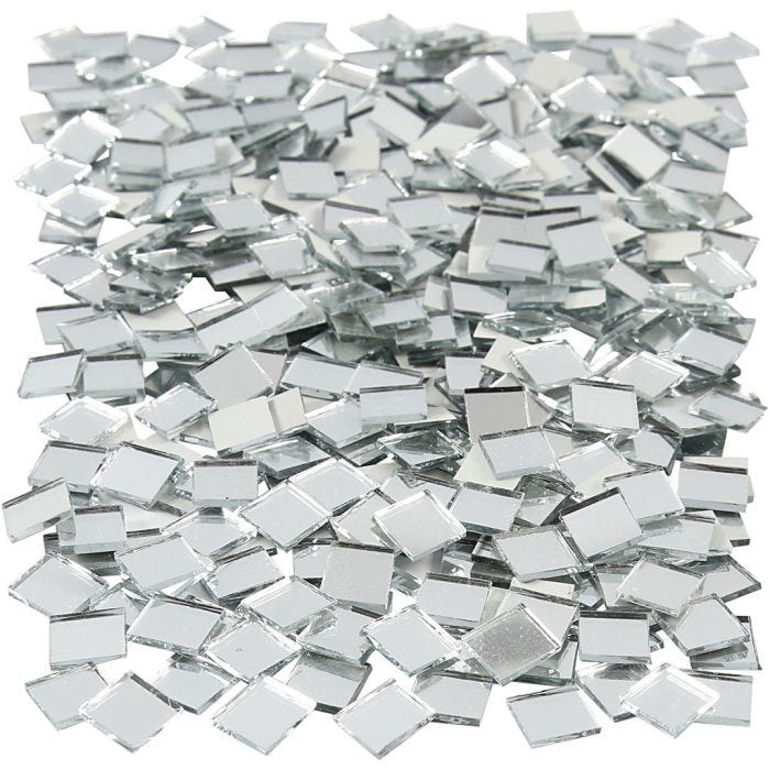 Tesselles de mosaïques miroirs, 10x10 mm, 2 mm, 500pièces/ 1 Pq.