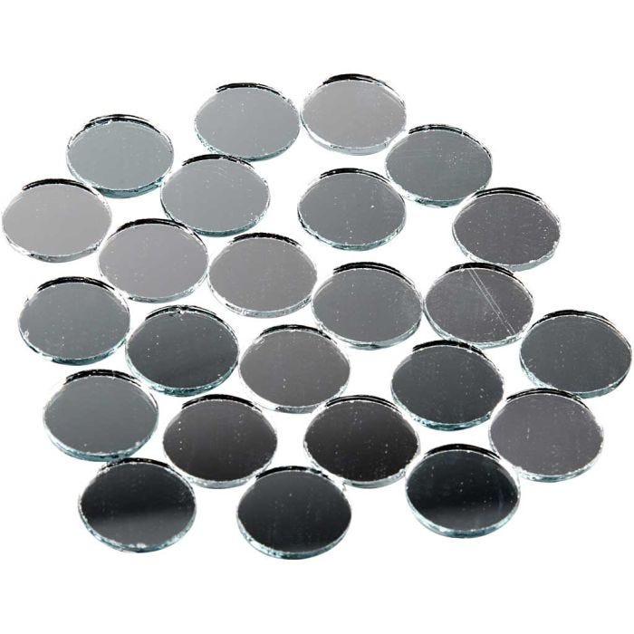 Tesselles de mosaïques miroirs, rond, 18 mm, 2 mm, 400pièces/ 1 Pq.