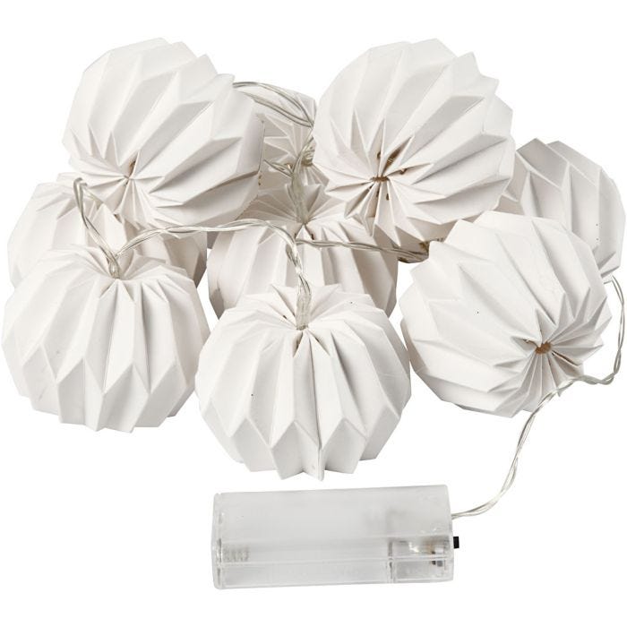 Guirlande de LED avec abat-jours, rond, 55 mm, 100 cm, 75 mm, blanc, 1 pièce