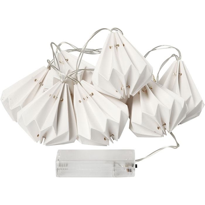 Guirlande de LED avec abat-jours, 80 mm, 100 cm, 65 mm, blanc, 1 pièce