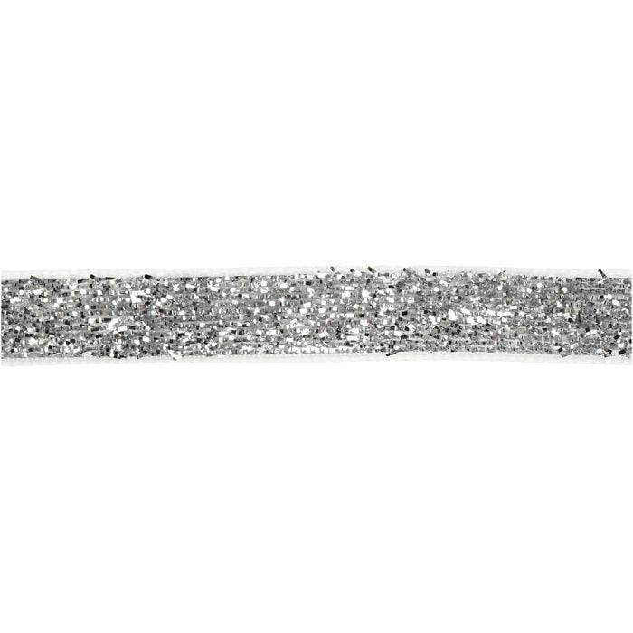 Ruban décoratif, 10 mm, argent, 5m/ 1 rouleau