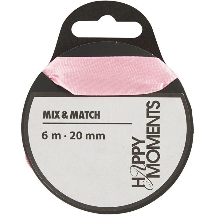 Ruban de satin, L : 20 mm, rose clair, 6m/ 1 rouleau