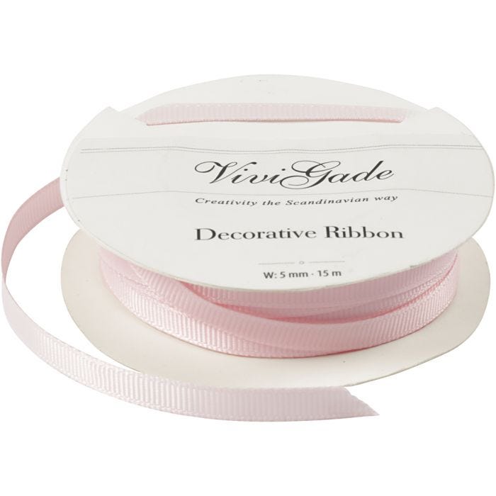 Ruban décoratif, L : 6 mm, rose clair, 15 m/ 1 rouleau