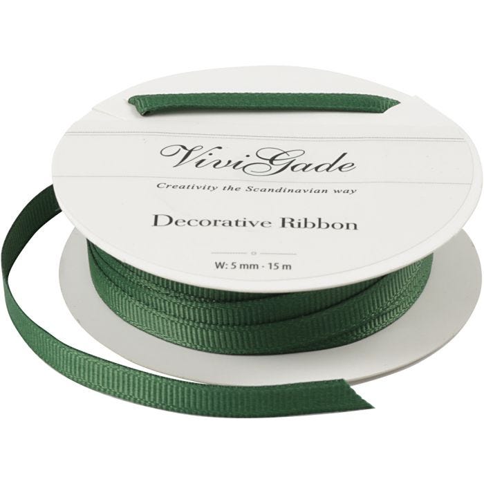 Ruban décoratif, L : 6 mm, vert, 15 m/ 1 rouleau
