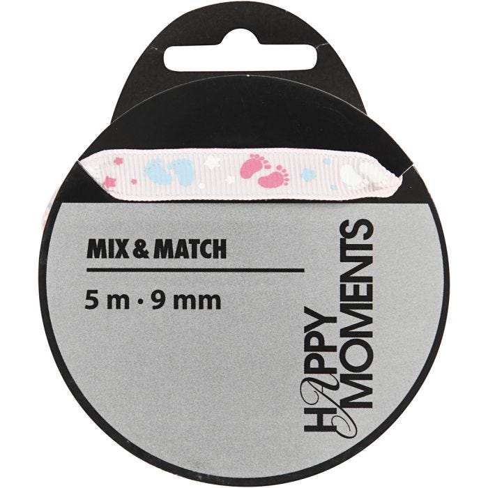 Ruban décoratif, 9 mm, rose, 5m/ 1 rouleau