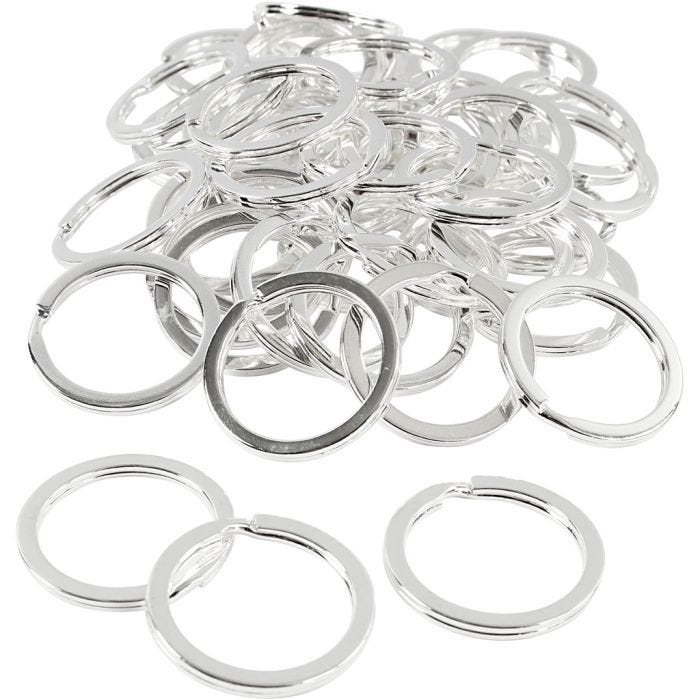 Anneaux porte-clés, d 28 mm, argenté, 50pièces/ 1 Pq.