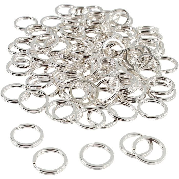 Anneaux brisés, 15 mm, argenté, 100pièces/ 1 Pq.