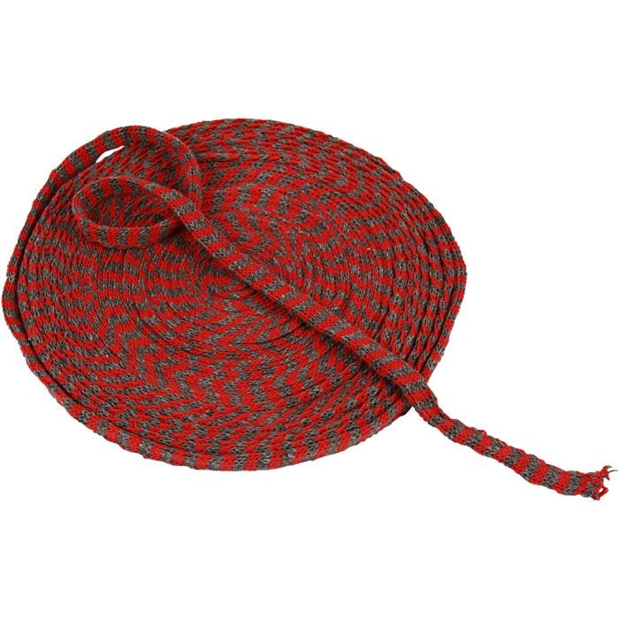 Tricot tubulaire, 10 mm, cerise/gris, 10m/ 1 rouleau