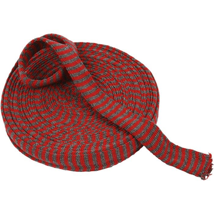 Tricot tubulaire, 30 mm, cerise/gris, 10m/ 1 rouleau