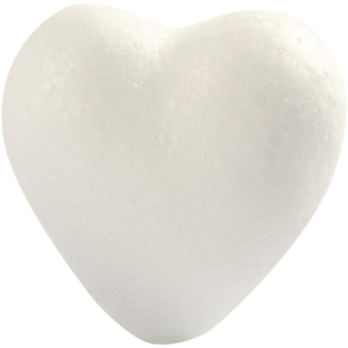 Coeurs en polystyrène, H : 6 cm, P: 3 cm, L : 6 cm, blanc, 5pièces/ 1 Pq.