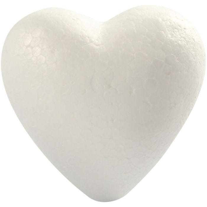Coeurs en polystyrène, H : 8 cm, P: 4,5 cm, L : 8 cm, blanc, 5pièces/ 1 Pq.