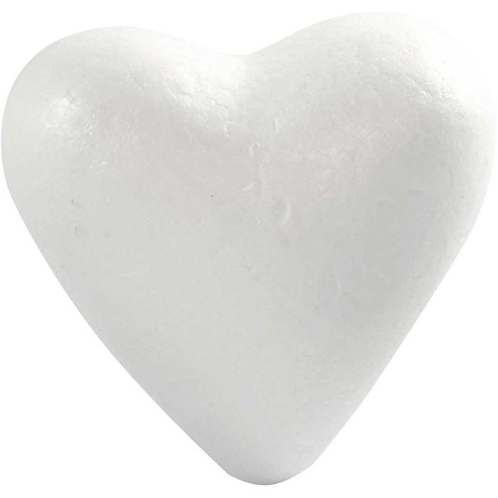 Coeurs en polystyrène, H : 11 cm, P: 5 cm, L : 11,5 cm, blanc, 25pièces/ 1 Pq.
