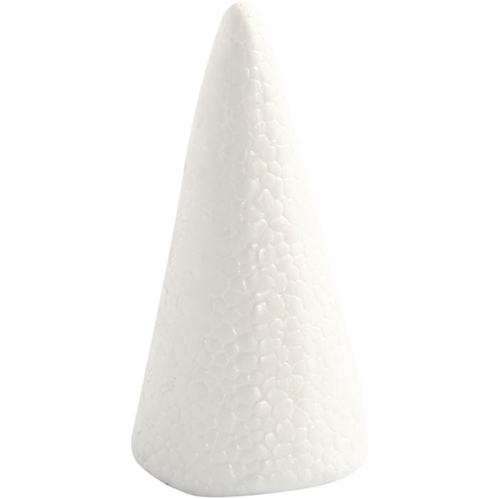 Cônes en polystyrène, H : 11 cm, d 5,5 cm, blanc, 5pièces/ 1 Pq.