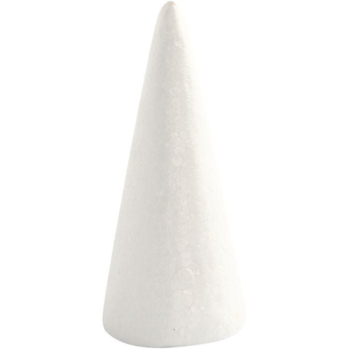Cônes en polystyrène, H : 14,5 cm, d 6 cm, blanc, 5pièces/ 1 Pq.
