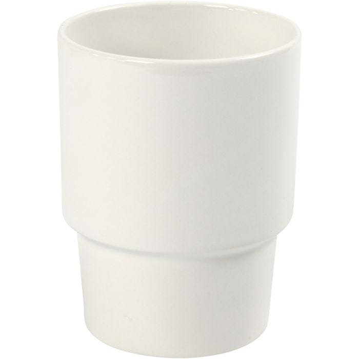 Tasse, H : 11 cm, d 8,5 cm, blanc, 2 pièces/ 1 Pq.