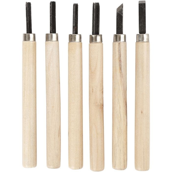 Set pour sculpture en bois, 6pièces/ 1 Pq.