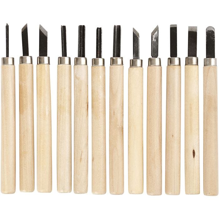 Set pour sculpture en bois, 12pièces/ 1 Pq.