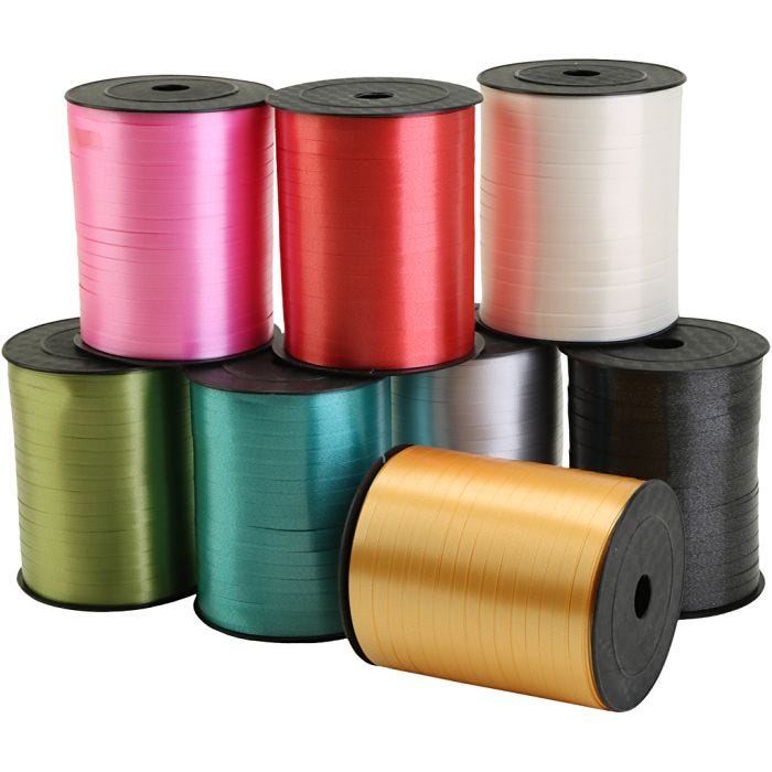 Ruban cadeau, L : 5 mm, ass. de couleurs, 8x400 m/ 1 Pq.