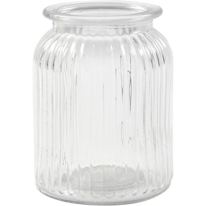 Jarre en verre, H : 14,5 cm, d 11 cm, diamètre intérieur 7 cm, 6pièces/ 1 Pq.