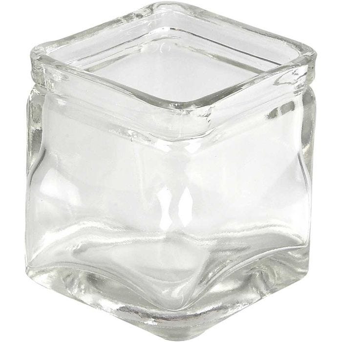 Bougeoirs carrés, H : 8 cm, dim. 7,5x7,5 cm, 12pièces/ 1 Pq.