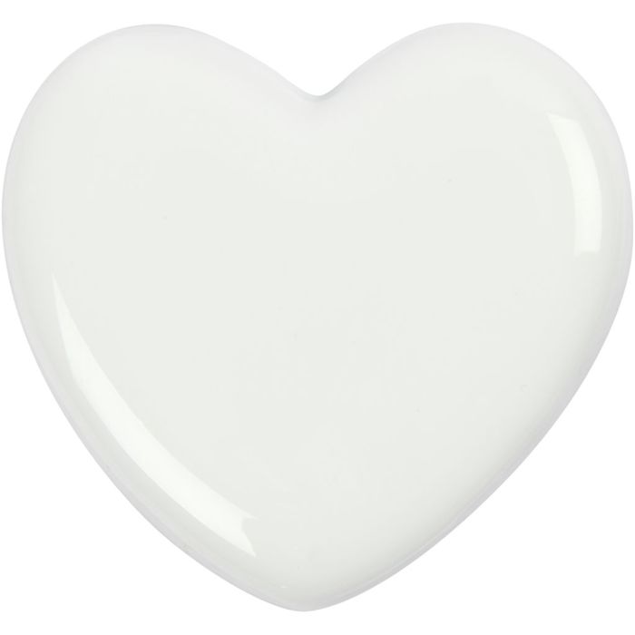 Coeur, 6,5x6,5 cm, 10 mm, blanc, 1 pièce