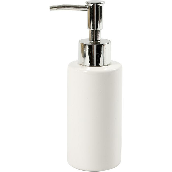Distributeur de savon, H : 16,5 cm, d 5,5 cm, 150 ml, blanc, 1 pièce