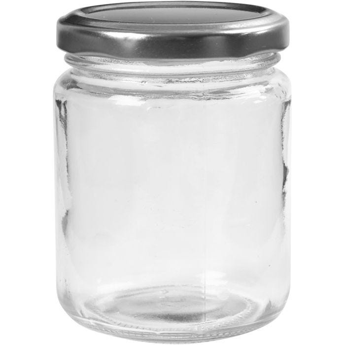 Pot en verre, H : 9,1 cm, d 6,8 cm, 240 ml, transparent, 12pièces/ 1 Pq.