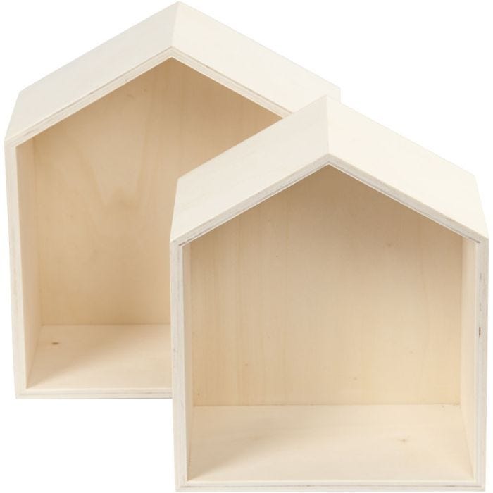 Boîtes de rangement, maisons, 22,5+25 cm, 12,5 cm, 19,5+22,5 cm, 2pièces/ 1 set