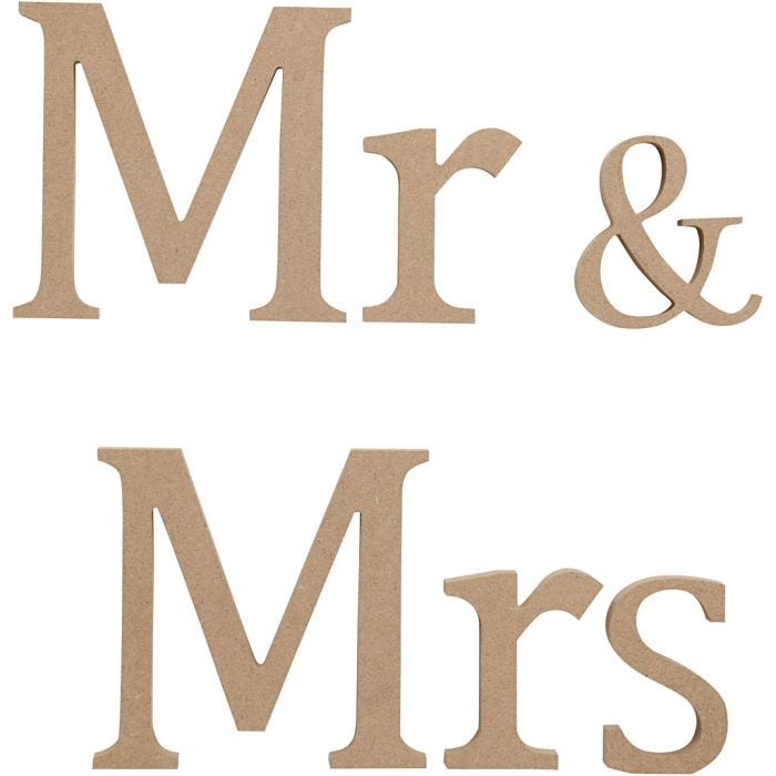 Lettres pour affichage, Mr &amp; Mrs , 13 cm, 1,5 cm, 1 set