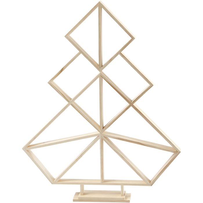 Sapin de Noël géométrique en bois, H : 60 cm, L : 47 cm, 1 pièce