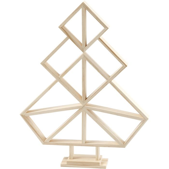Sapin de Noël géométrique en bois, 40 cm, 31 cm, 1 pièce
