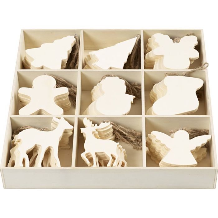 Ornements, dim. 7-9 cm, ép. 4 mm, 90 pièces/ 1 Pq.