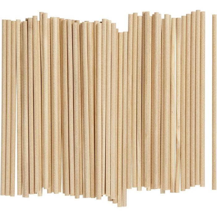 Bâtonnets en Bois, L : 15 cm, d 4 mm, 100pièces/ 1 Pq.