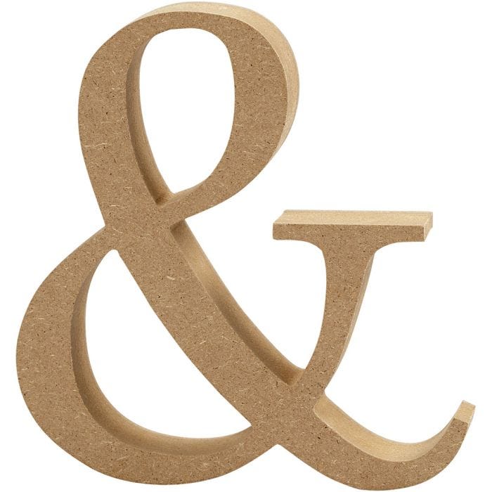 Symbole en MDF, &amp;, H : 8 cm, ép. 1,5 cm, 1 pièce