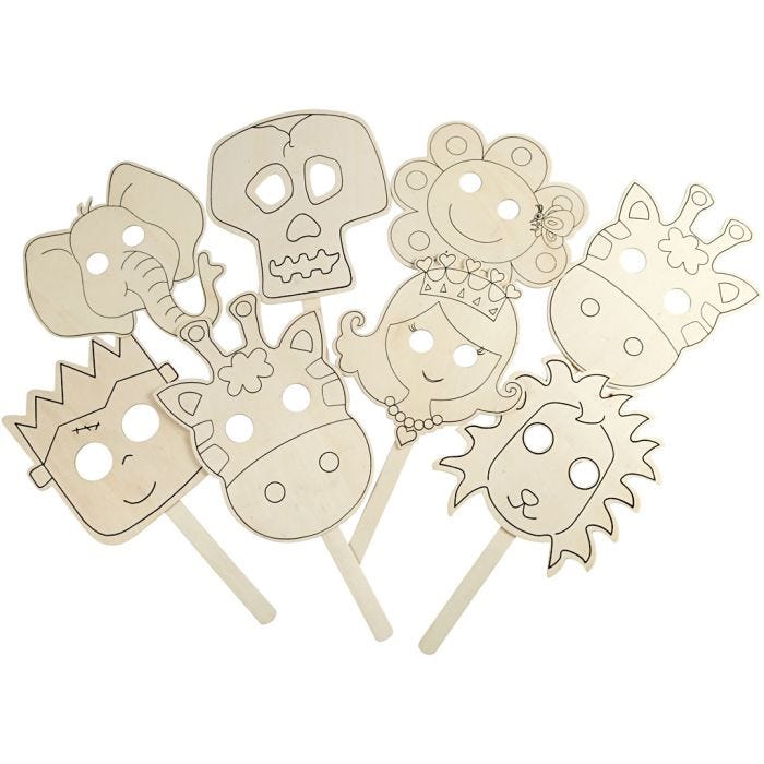 Masques, L : 35 cm, L : 22 cm, ép. 2 mm, 16pièces/ 1 Pq.