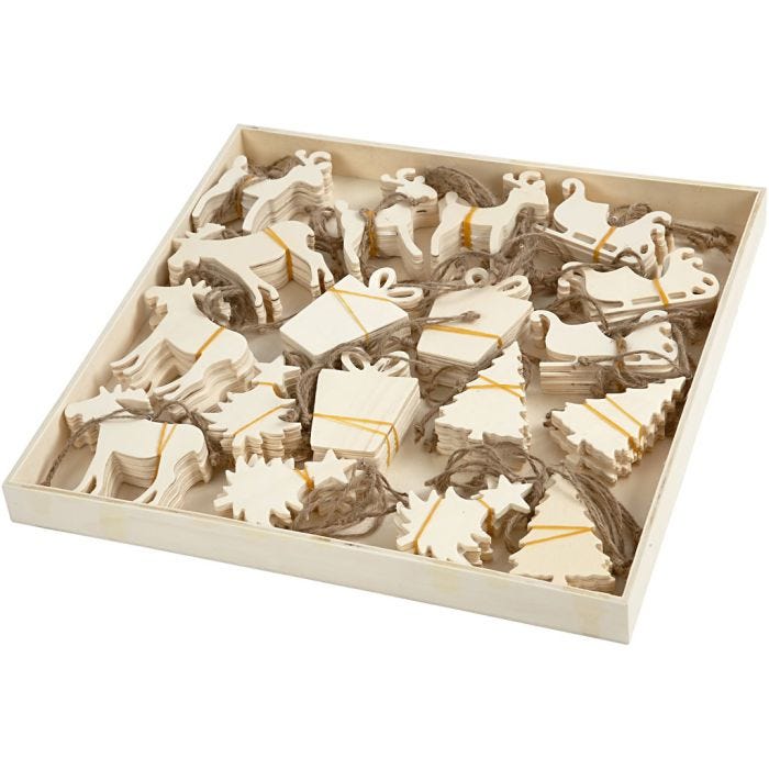 Ornements, dim. 7-9 cm, ép. 4 mm, 90pièces/ 1 Pq.