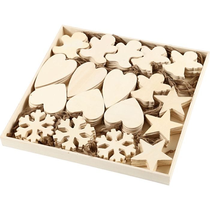 Ornements, dim. 9-11 cm, ép. 4 mm, 90 pièces/ 1 Pq.