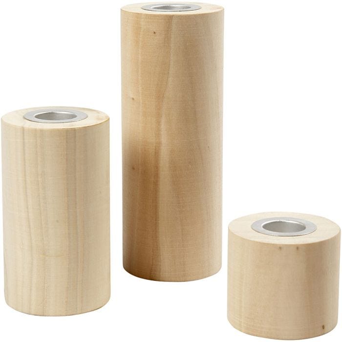 Bougeoirs, H : 14,5+9+6,5 cm, diamètre intérieur 2,3 cm, 3pièces/ 1 Pq.